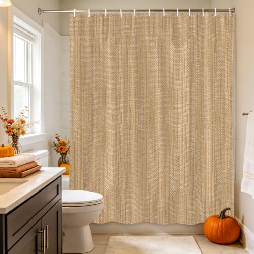 Sand Beige Shower Curtain Set - Long 72" x 84" Washable Bathtub