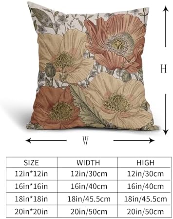 Brown Rust Red Vintage Floral Pillow Covers 18x18 Rustic Flowers