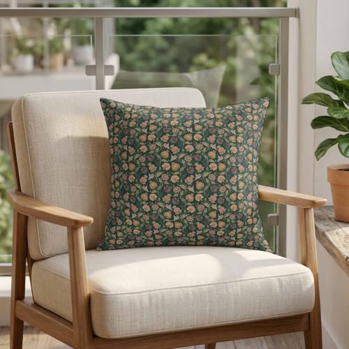 Pillow Covers 20x20 Set of 2, Green Botanical Square Throw Pillow