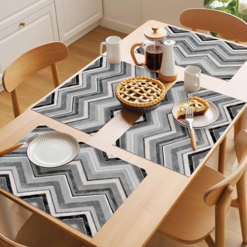 Cotton Linen Placemats for Dining Table Set of 8 Grey Chevron