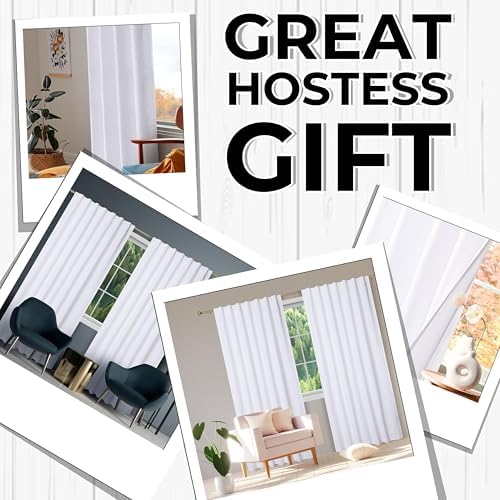 Bedding Craft White Cotton Curtains,63 Inch Tab Top Cotton Curtain Set