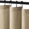 MIULEE W72*L84 Extra Long Linen Shower Curtain Khaki 12 Metal Hooks