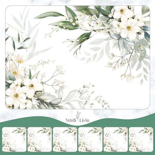 Cork Placemats Set of 6 Matching Coasters I Heat Resistant Place Mats