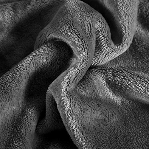 TASTHROW Large Flannel Fleece Throw Blanket, 60×80 Inch - Grey