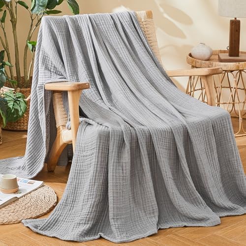 EMME Muslin Cotton Blanket Adults Heather Grey King 108" X 90"