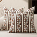 YCOLL Vintage Striped Floral Fall Pillow Covers 20x20 Set of 2