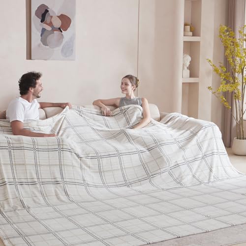 Soft Cozy 120x138 Inches Seamless Oversized King Fleece Blanket, Line