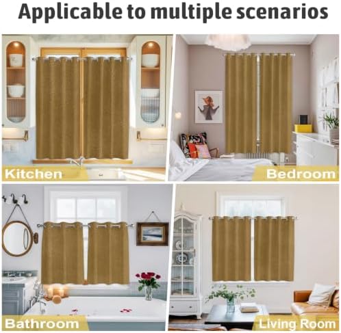 Vintage Brown Window Curtains Panels with Silver Grommet, Modern