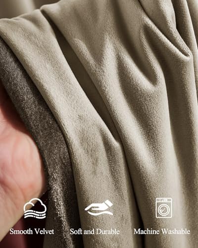StangH Taupe Velvet Curtains Back Tab Luxury Decor, W52 x L96, 2