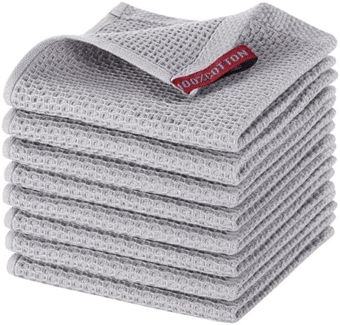 joybest Cotton Kitchen Dish Cloths, 8-Pack Waffle Weave Ultra Soft