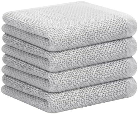 Mordimy 100% Cotton Waffle Weave Kitchen Towels 4-Pack, Gray