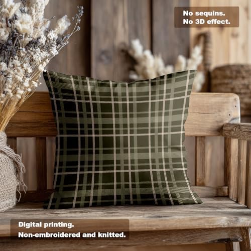 Gray Green Brown Cream Throw Pillow Covers, Trendy Modern Scottish