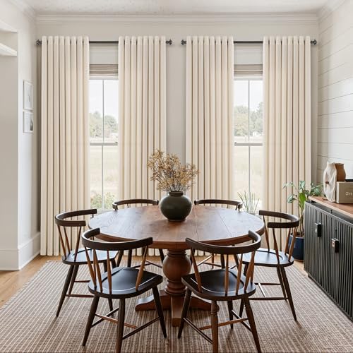Jowels Cream Linen Grommet Curtains 84 Inch Long 2 Panels for Living