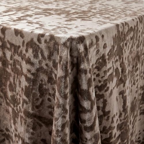 Allendale Taupe Crushed Velvet Wedding Tablecloth, Premium Polyester
