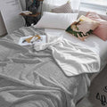 Solid Color Gray Flannel Throw Blanket Fleece Blankets,Vintage Linen