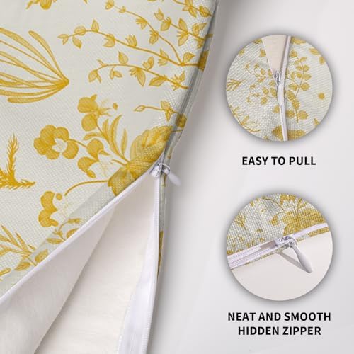 Yellow Floral Pillow Covers 20X20 Set of 2, Spring Flower Wildflowers