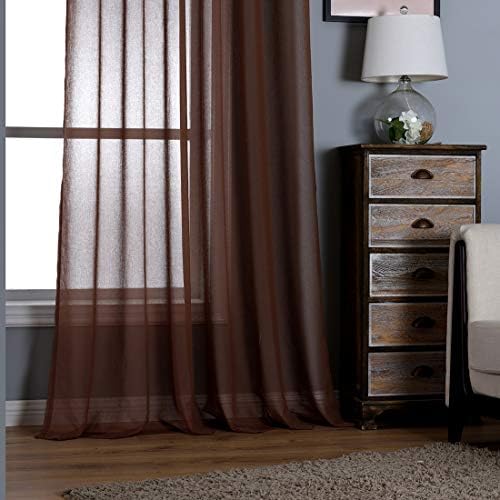 vctops Solid Sheer Window Curtains for Bedroom 96 inches Long Linen