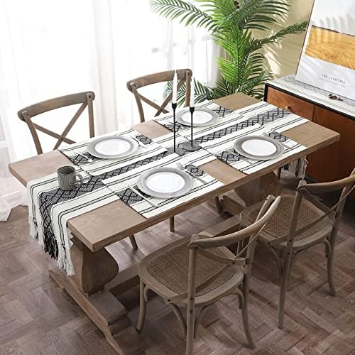 Woven Table Runners Farmhouse Style,Boho Table Runners 90 inches Long
