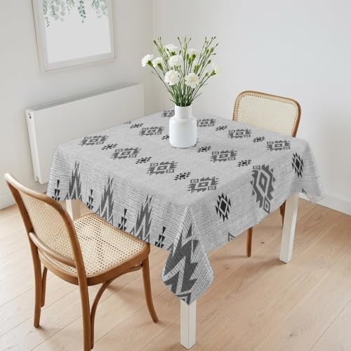 Diamond Pattern Tablecloths 60" x 60”, Vintage Ethic Tribal Gray