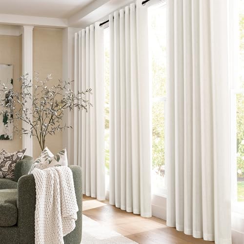Jowels Natural Cream Linen Grommet Curtains 63 Inch Long for Living