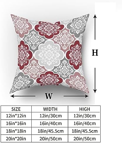 Red Boho Pillow Covers 18x18 Inch Pack of 2 Bohemian Gray and Red
