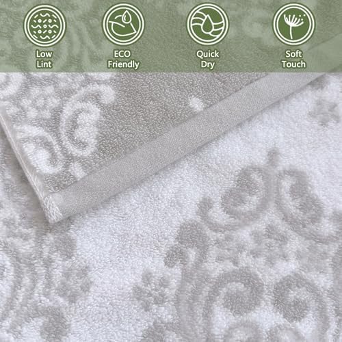 Grey and White Bath Towels, 28"x52" - 100% Cotton | Quick Dry | Soft
