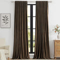 PRIMROSE Brown Velvet Curtains 72 inch Long for Living Room,Set of 2