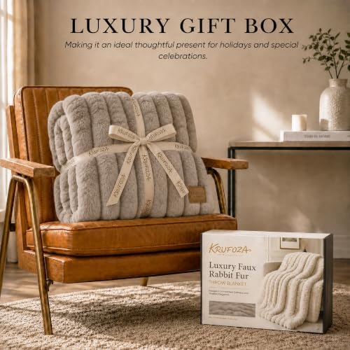 Double-Sided Faux Fur Throw Blanket,50"x60", 80"x90", Dune Brown