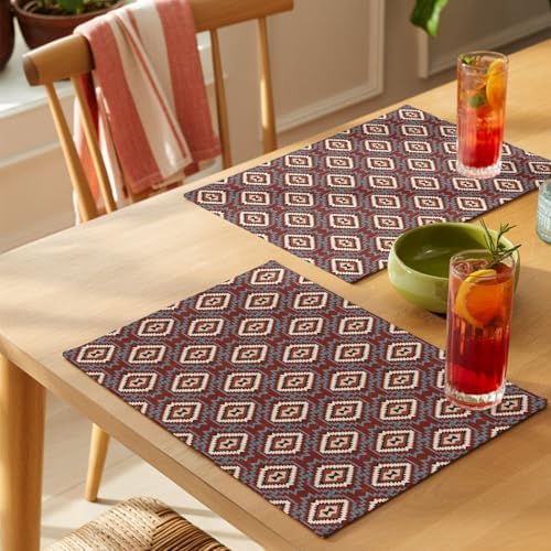 Round Placemats Set of 12 Neutral Geometric Place Mats Minimalist Boho