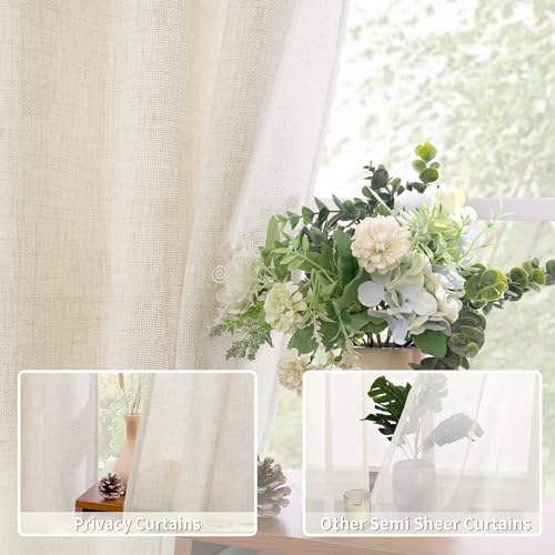 BGment Linen Curtains 108 Inch Long for Living Room, Natural 2 Panels