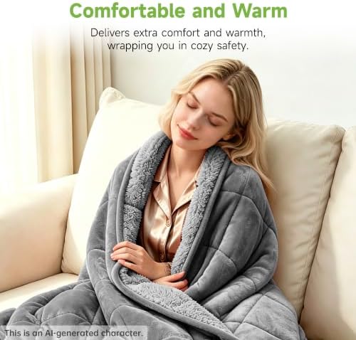 Soft Fuzzy Sherpa Fleece Weighted Blanket for Adults, Grey, 60" x 80"