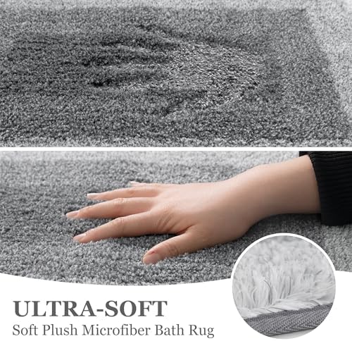 RORA Bathroom Runner 24x60 Gray Non Slip Absorbent Washable Long Bath