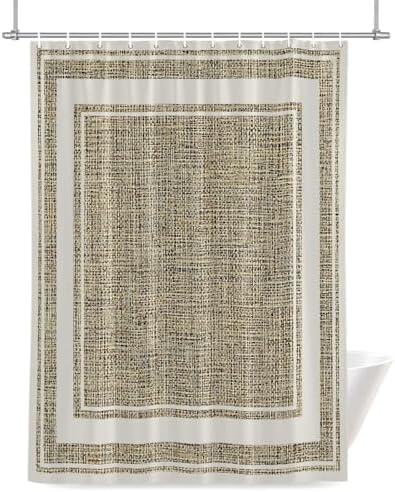 QueenKer Rustic Linen Texture Shower Curtain Brown Classic Natural