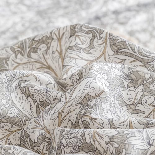 SUSYBAO Grey Paisley Floral Duvet Cover Queen 100% Cotton 3 Pcs Set