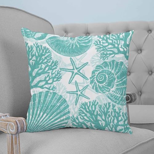 Pillow Covers 20x20 Set of 2, Teal Coastal Throw Pillow Covers