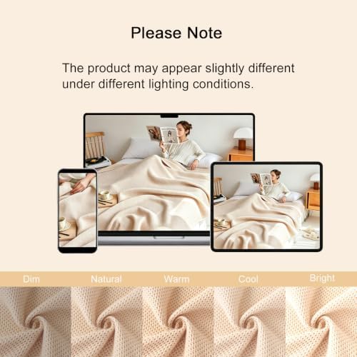 100% Cotton Throw Blanket Honeycomb Weave Gauze Knit, Desert Sand