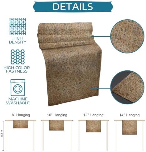 Beige Retro Boho Table Mats Set of 6 with Table Runner 90 Inches
