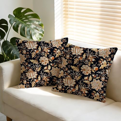 Vintage Floral Decorative Throw Pillow Covers 18 x 18 Set of 2