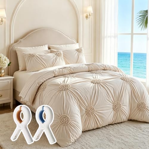 Elegant Pinch Pleat Duvet Cover Set, Luxury Brushed Microfiber