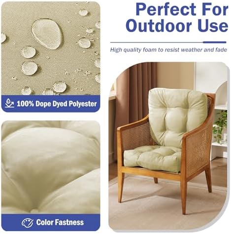 IPYNBAP Outdoor Chair Cushions Set of 2, Patio Chair Cushions with