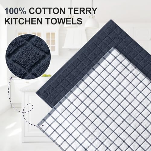 Homaxy Large Premium Cotton Kitchen Towels 16"x 28", 4 Pack, Dark Grey