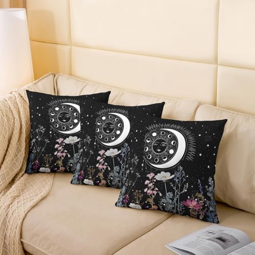 Sun Moon Throw Pillow Covers 22"x22" Set of 2 Soft Boho Exotic Galaxy