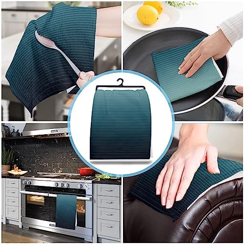 Cotton Kitchen Towels Grey Gradient Stripe Kitchen Dish Cloths, Ultra