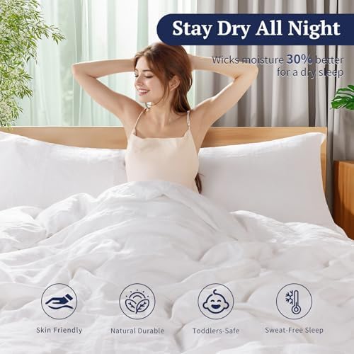 Shilucheng 100% Linen King Duvet Cover Set, White