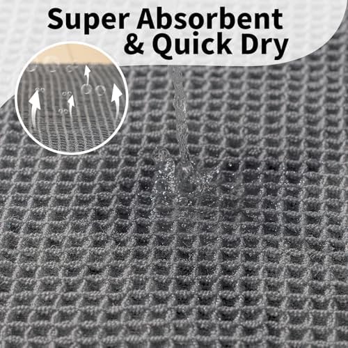 Bathroom Rugs Sets 2 Piece - Waffle Bath Mat Non Slip, Washable