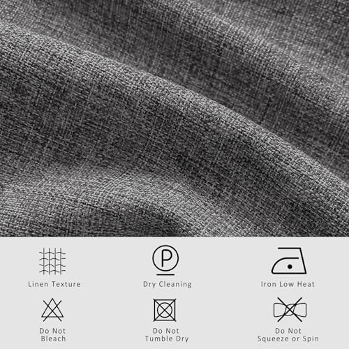 Macochico 100% Blackout Gray Linen Curtains 84 Inches Long Pinch