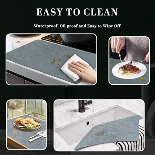 Faux Leather Placemats, Set of 4, 12''×17' Textures on Both Sides