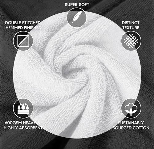 Luxury Wash Cloths 12 Pack |13x13 Inch | 600 GSM | 100% Ring Spun