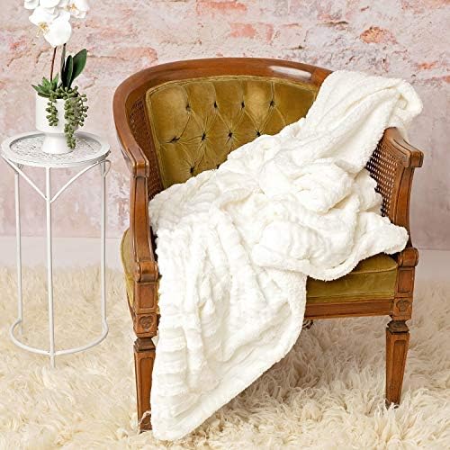 long rich Longrich Embossed Faux-Fur Reversible Sherpa, Ivory throw