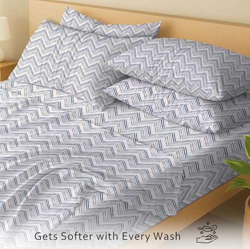 RUVANTI 100% Cotton Queen Sheets, Percale Queen Sheet Set, Inverted